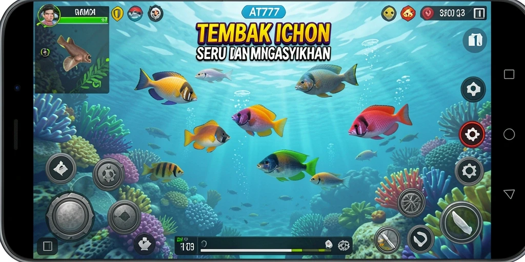 Screenshot gameplay AT777 menampilkan aksi seru menembak ikan.
