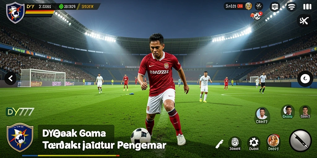 Gameplay dinamis di DY777 yang menampilkan aksi sepak bola yang seru.