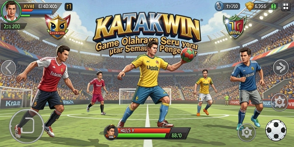 Tampilan layar gameplay KATAKWIN saat pertandingan berlangsung.