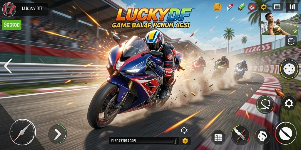 Tampilan gameplay balap motor yang seru dan menantang.