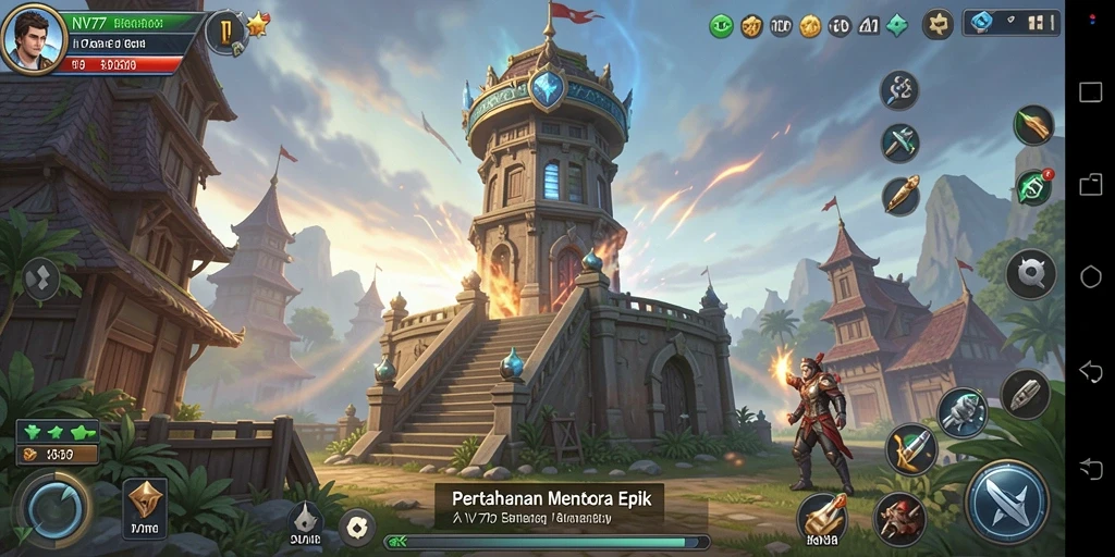 Tampilan menara berwarna-warni dalam aksi pertahanan mendebarkan.
