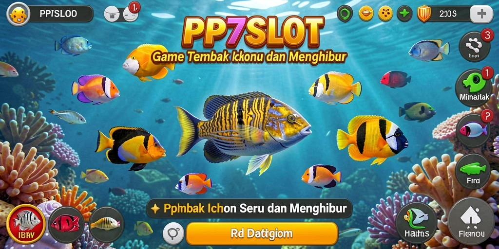 Screenshot utama PP7SLOT menampilkan aksi menembak ikan yang seru.