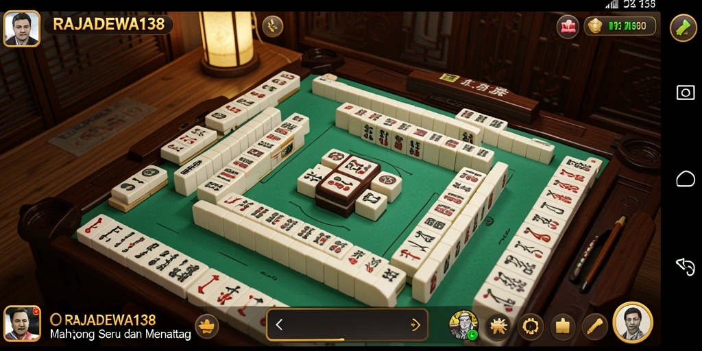 Tampilan gameplay seru dalam RAJADEWA138 yang menampilkan papan Mahjong.
