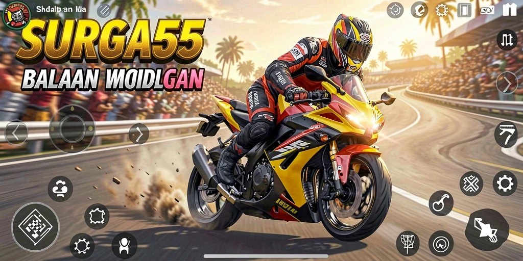 Tampilan menarik dari permainan balapan motor yang mendebarkan.